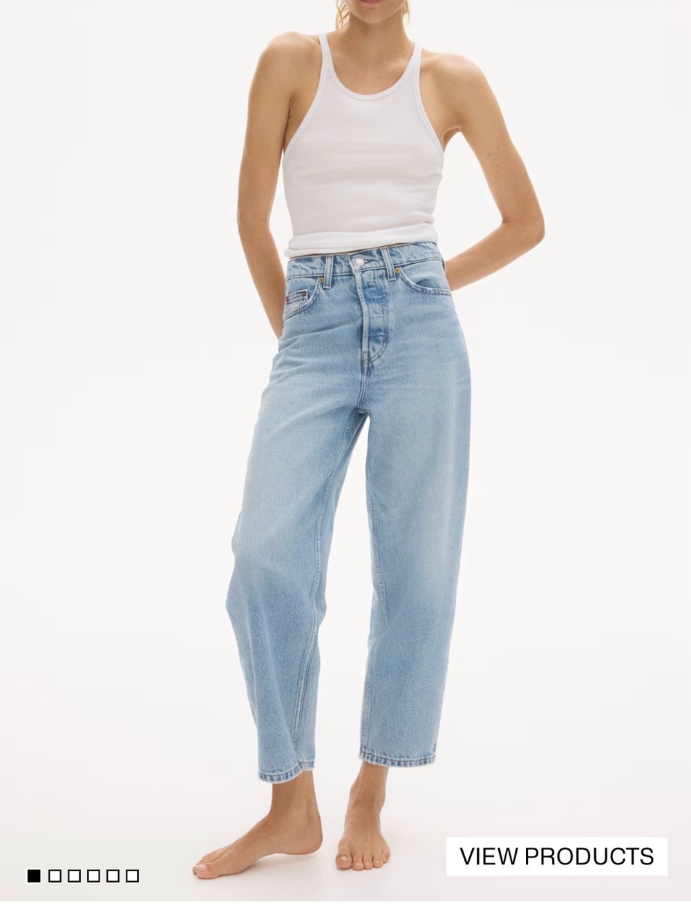 NWT H&M High Rise Barrel-Leg Ankle Jeans Light Wash Blue Denim Women's Size 4